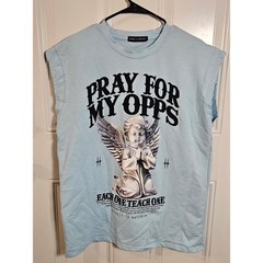 Streetz Iz Watchin Pray For My Opps Angel Muscle Tee Light Blue Small