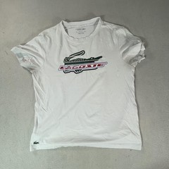 Lacoste Sport Shirt Mens XL White Ultra Dry Crocodile Logo Graphic Tee Top