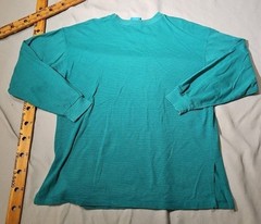 Vintage On Your Mark Shirt Mens XL Blue Teal Striped Preppy Casual Normcore Tee
