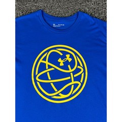 Under Armour Mens XXL Blue Basketball Graphic Loose Fit Short Sleeve T-Shirt