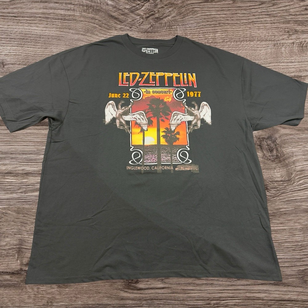 Led Zeppelin 1977 Inglewood Concert Retro Graphic T-Shirt Adult Size 5XL Tall