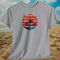 Paradise Summer Palm Tree Beach T-Shirt: Gildan Tropical Adult Tee