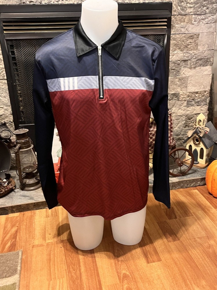 Manfinity Hypemode Men’s Contrast color Patchwork Colla red Long sleeve polo M/M