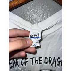 Vintage Year Of The Dragon Shirt Hawaii White Yin Yang Graphic Tee VTG Large