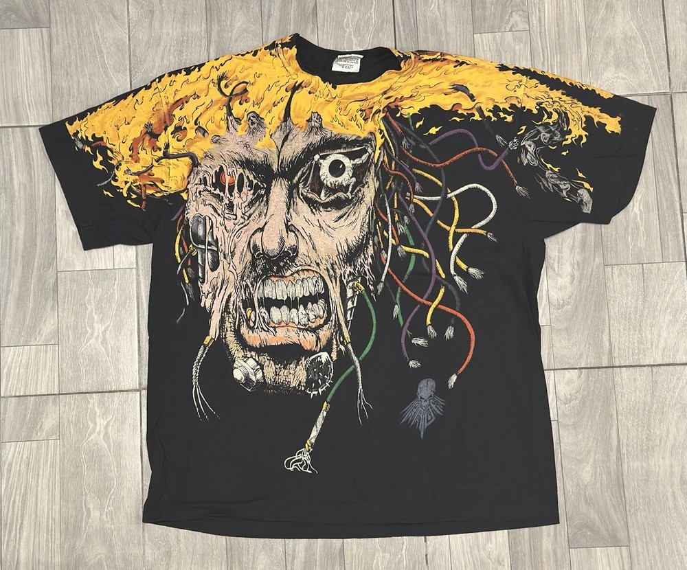 WEAPON X WOLVERINE vintage 1994 LIQUID BLUE OVERLOAD t shirt ALL OVER PRINT