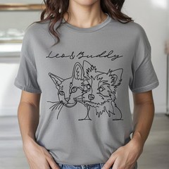 Custom Pet Outline Comfort Tee Personalized Dog Cat Memorial Shirt Gift Idea
