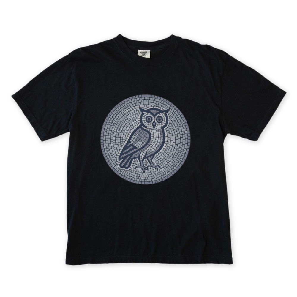 Mosaic Owl T-Shirt | Geometric Blue Grey Wisdom Graphic Tee | Comfort Colors