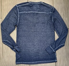 Buckle Black Men’s Slub Long Sleeve Burnout Henley Shirt Medium Blue Waffle