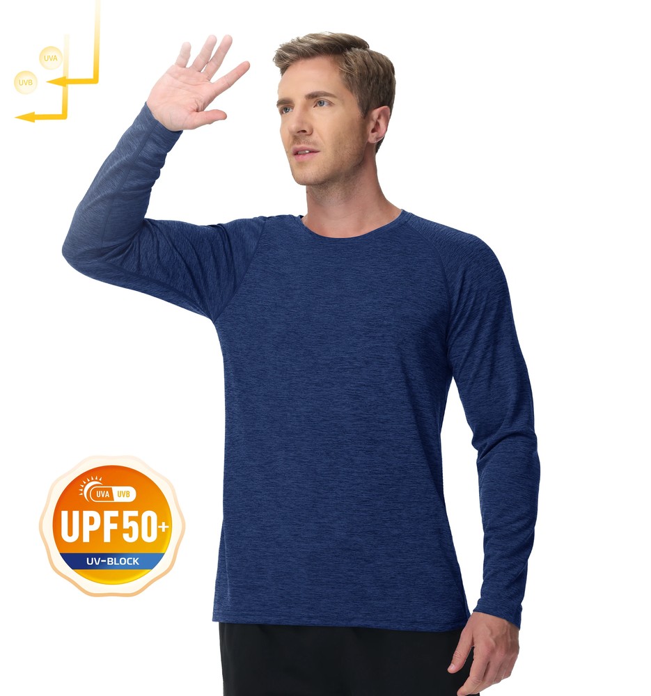 Mens Sports Shirt Long Sleeve UPF50+ Quick Dry Breathable Outdoor Fitness