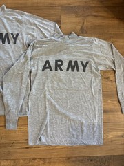 VTG Lot Of 2 US Army Military Issued Physical Fitness Long Sleeve Shirts X Small