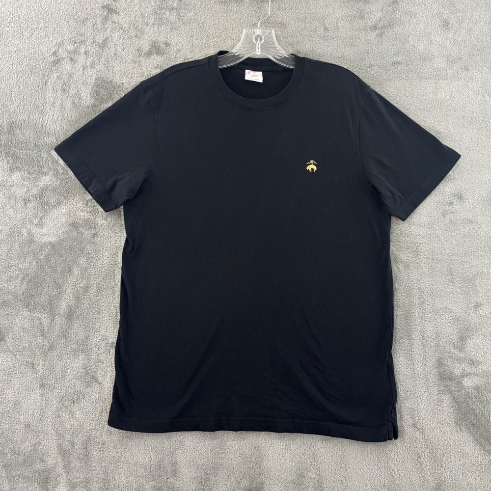 Brooks Brothers Logo Crew T-Shirt Mens M Black Cotton Short Sleeve Golden Fleece