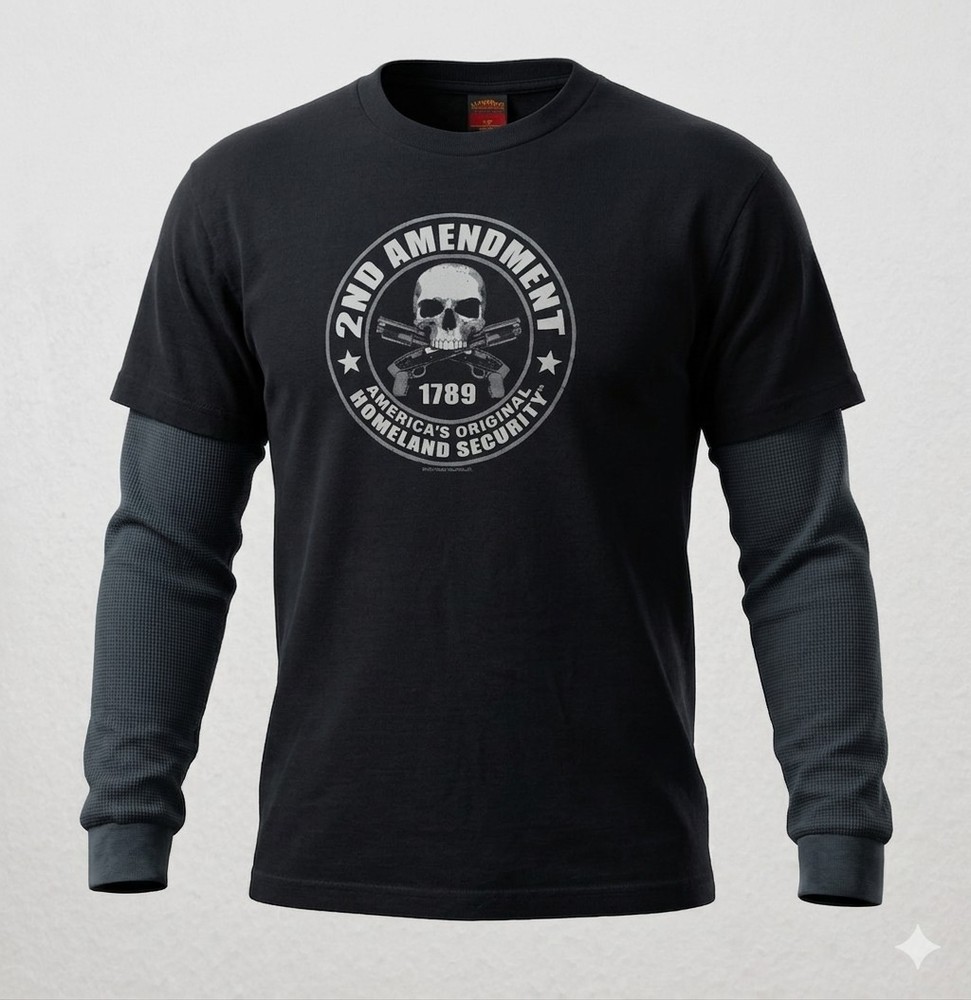Hot Leathers Men’s Black 2nd Amendment Homeland Security T-Shirt. Size L