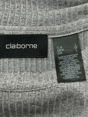 Claiborne Mens Gray Ribbed Short Sleeve Tee Size Large Casual Lightweight Knit
