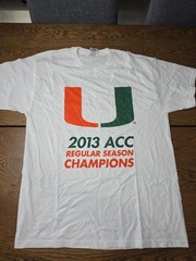 Miami Hurricanes Basketball 2013 ACC Regular Season Champions Tshirt XL