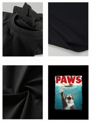 Funny Paws Cat Graphic Print Black T Shirt Humorous Casual Short Sleeve Top
