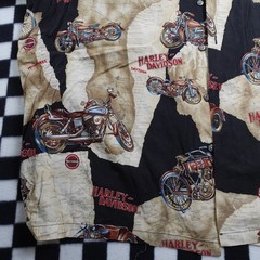 Vintage Harley Davison biker Hawaiian style all over print button up Shirt 3XL