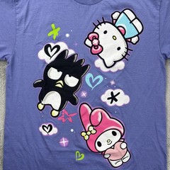 Hello Kitty Shirt Mens Medium Purple Anime Cartoon AOP Double Sided Art Sanrio