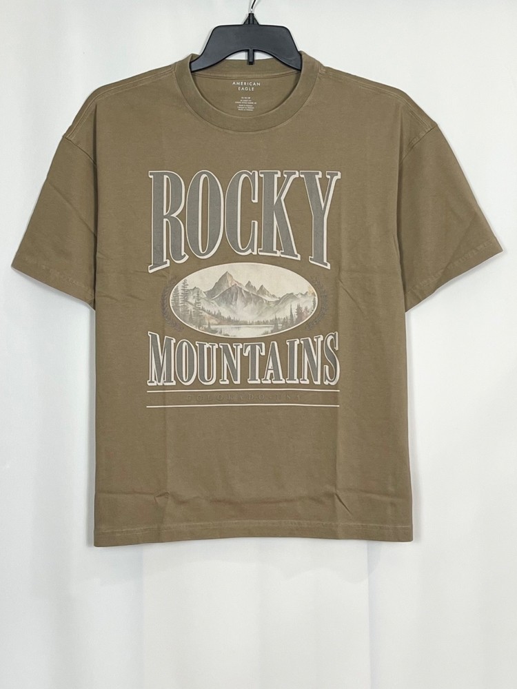 American Eagle Men’s Boxy Vintage Graphic T-Shirt Color Khaki Size M