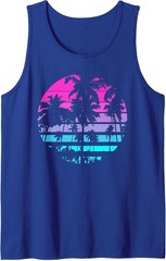Retro Eighties 80s & 90s Beach Style design with palm trees Tank Top