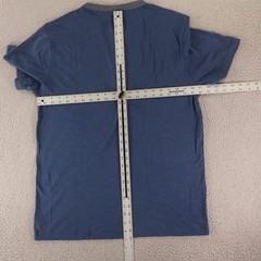 Gap Shirt Mens L Blue 100% Cotton Henley Short Sleeve Contrast Collar