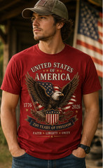 American Eagle 1776-2026 Commemorative T-Shirt Vintage Patriotic Design