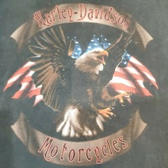 VTG Harley Davidson Motorcycle Sz XL Black Eagle USA Flag Pacific Hawaii