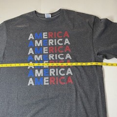 Patriotic America T Shirt Spell Out All Over XL XG TG Gray