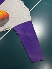 Vintage Two Tone Basketball Raglan Shirt Mens Large Gray Faded Purple 90s