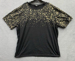 Coofandy Graphic Tee T-Shirt 3D Print Black Gold Splatter Crew Neck Size XL