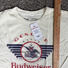 Budweiser King Of Beers T Shirt Mens White Brew City Graphic Print NWT