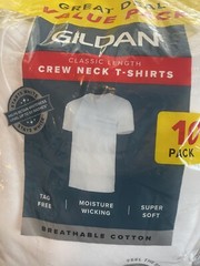 Sz XL (10) Tag Free Crew White T Shirts Gildan Moisture Wicking Opened Package
