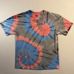 Vintage Tie Dye T Shirt Mens XL Blue Red Gray Anvil Cotton Spiral Tee