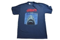 JAWS Mens Big & Tall Jaws Shark Terror Movie Navy Heather Tee Shirt New LT