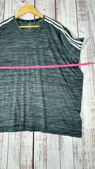 Adidas T Shirt Mens 3XLarge Gray Striped Short Sleeve Athletic Performance
