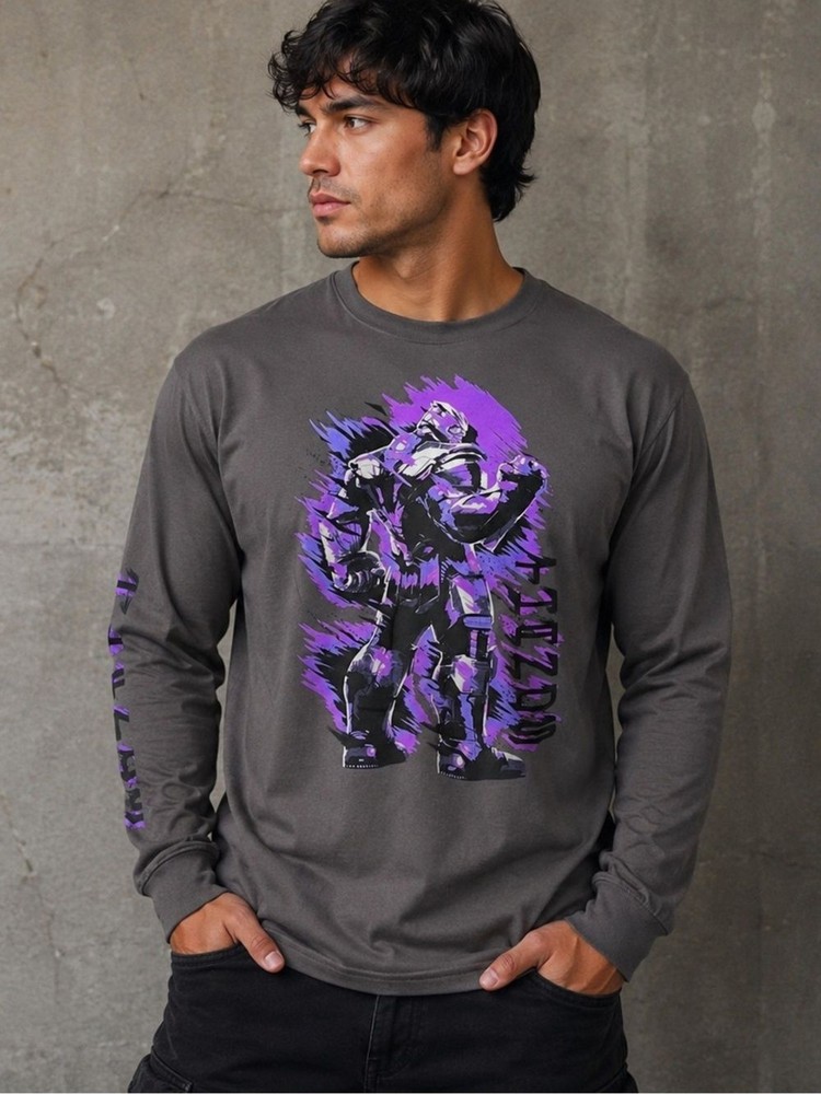Marvel Avengers Thanos Superhero Graphic Long Sleeve T-Shirt Size M Streetwear