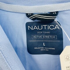 Nautica Mens Large Classic-Fit Solid Crew Neck Pocket T-Shirt in Blue FLAW 1333