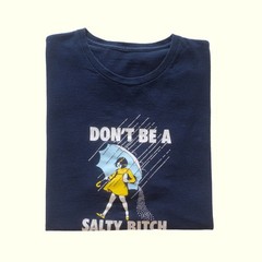 MORTONS SALT FUNNY VTG Y2K COMEDY DONT BE SALTY RETRO GRAPHIC BLUE T SHIRT 2XL