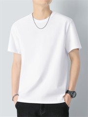 Men’s Solid Color Pure White T-Shirt L size