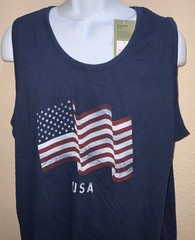 tank top NAVY Blue USA flag print Soft feel Goodfellow Cotton Blend LARGE size