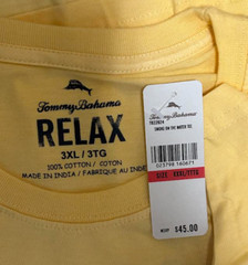 $45 TOMMY BAHAMA Yellow ONE SWAY AT A TIME Relaxed Fit Short Sleeve T-shirt NWT