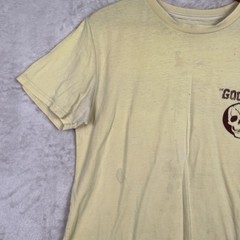 Goonies Mens Graphic Tee Shirt Medium Yellow Skull 90s Skater Grunge Distressed