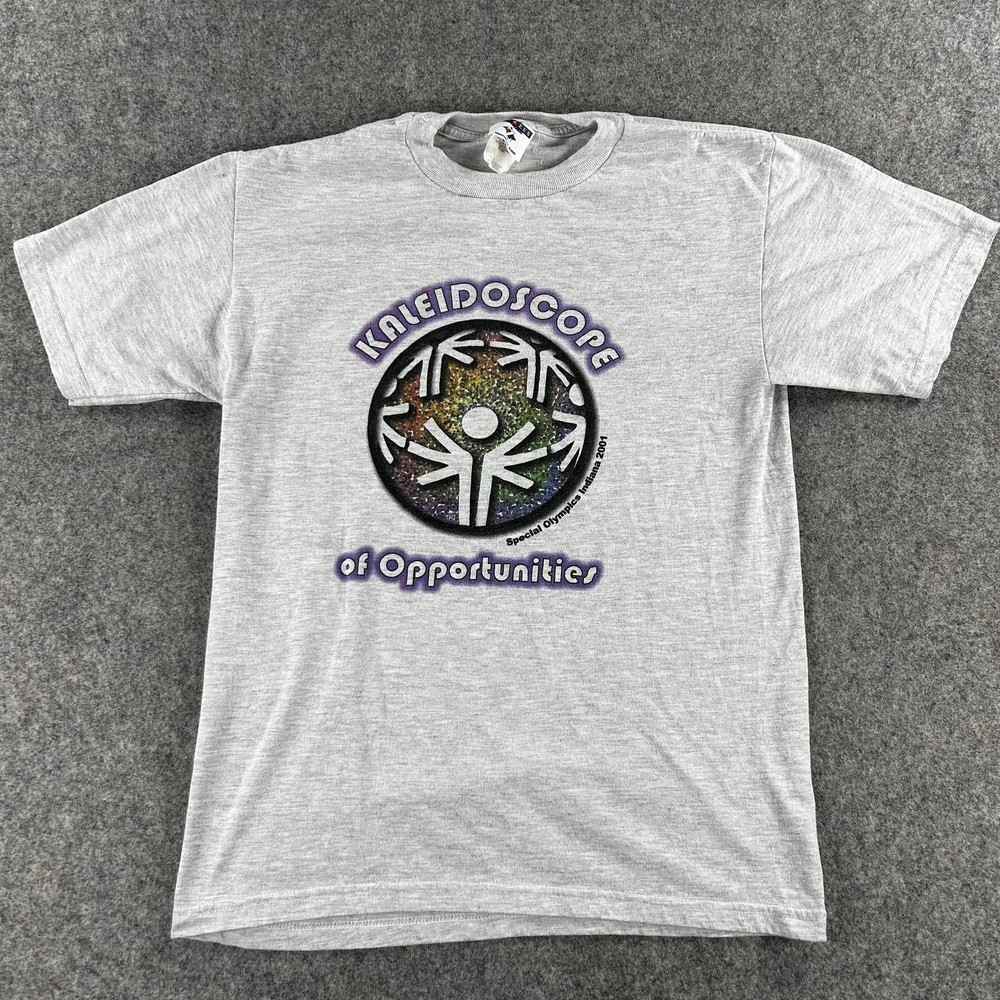 Vintage Special Olympics Indiana Shirt Mens Medium Kaleidoscope 2001 Graphic Tee