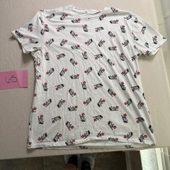 rue21 White Jersey Straight Hem T-Shirt with Rose Size Medium