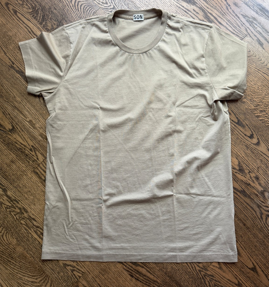 Son of a Tailor Stone Beige/Light Taupe Custom T-Shirt Large Supima Cotton