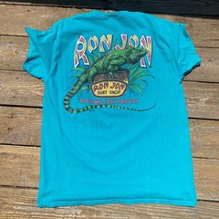 VTG Ron Jon T Shirt Surf Shop Iguana Panama City Beach FL Turquoise Green Large