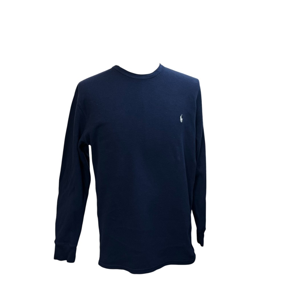 Polo Ralph Lauren Waffle Knit Thermal Shirt Men’s Large Navy Pony Logo Pullover