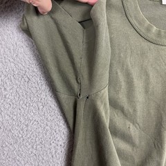 VTG Army Green T Shirt Single Stitch Olive MZRS 16.5” PTP Military Distress 70s