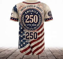 USA 250th Anniversary Baseball Jersey 1776-2026 Patriotic Shirt Adult & Youth