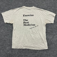 Hanes T-Shirt Mens Size L Grey Heavyweight 50/50 Vintage Graphic USA Made Stains