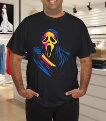 Ghost Face T-Shirt Neon BlackLight Icon Of Halloween Horror Scary Official